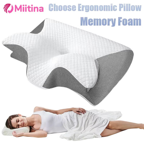 1Pc Memory Foam Cervical Pillow Neck Protection Slow Rebound Memory Pillow Butterfly Shaped Cervical Neck Sleep Care Healthy