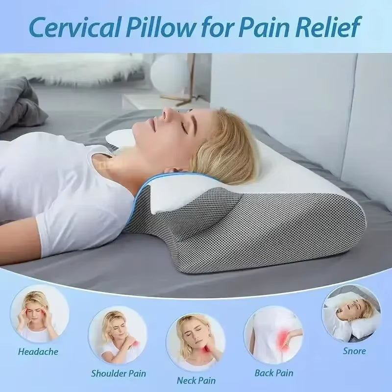 1Pc Memory Foam Cervical Pillow Neck Protection Slow Rebound Memory Pillow Butterfly Shaped Cervical Neck Sleep Care Healthy