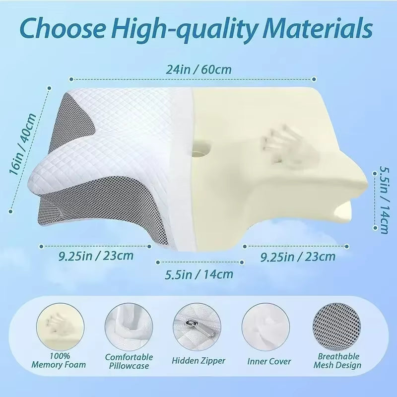 1Pc Memory Foam Cervical Pillow Neck Protection Slow Rebound Memory Pillow Butterfly Shaped Cervical Neck Sleep Care Healthy