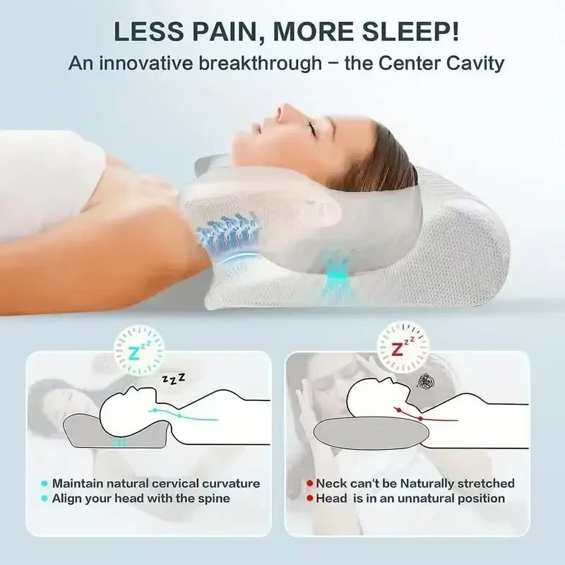 1Pc Memory Foam Cervical Pillow Neck Protection Slow Rebound Memory Pillow Butterfly Shaped Cervical Neck Sleep Care Healthy