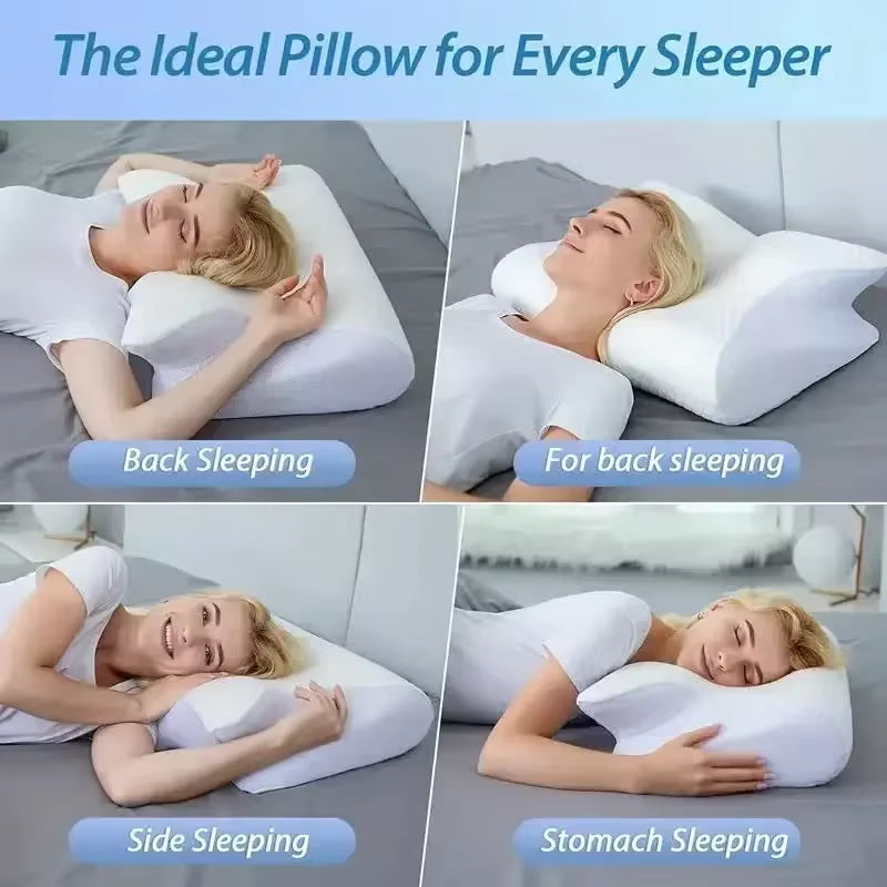 1Pc Memory Foam Cervical Pillow Neck Protection Slow Rebound Memory Pillow Butterfly Shaped Cervical Neck Sleep Care Healthy