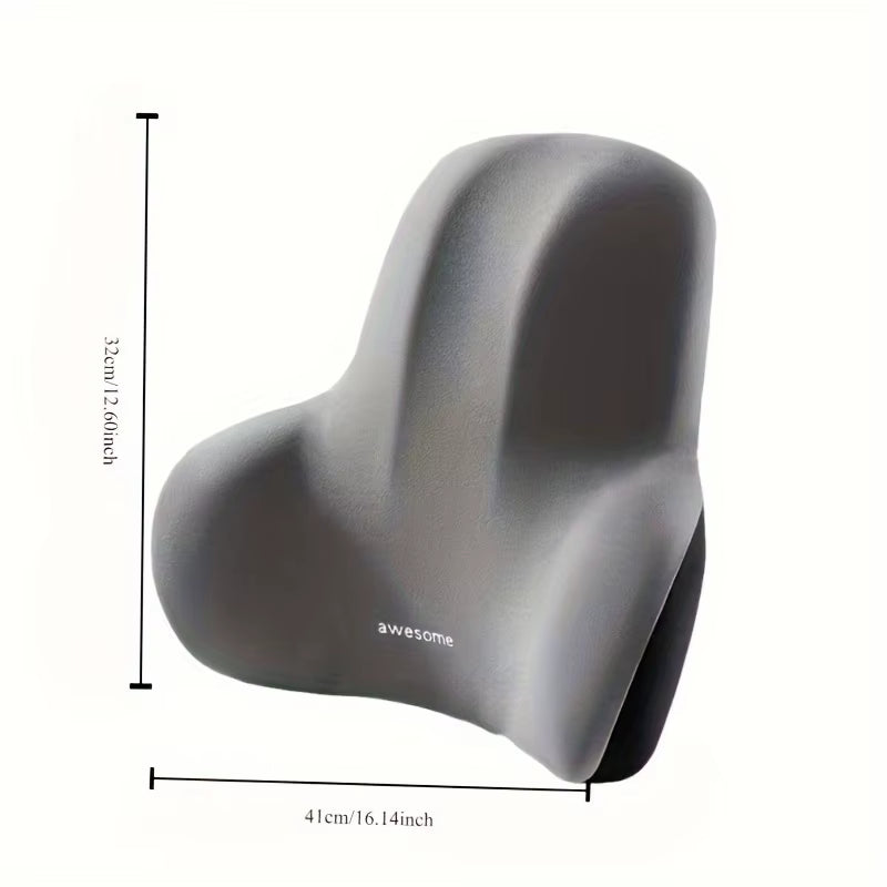 1Pc Memory Foam Seat Cushion Set - 2-In-1 Lumbar & Seat Pillow for Office/Car,Grey & Black, Holiday Gift for Back Pain Relief